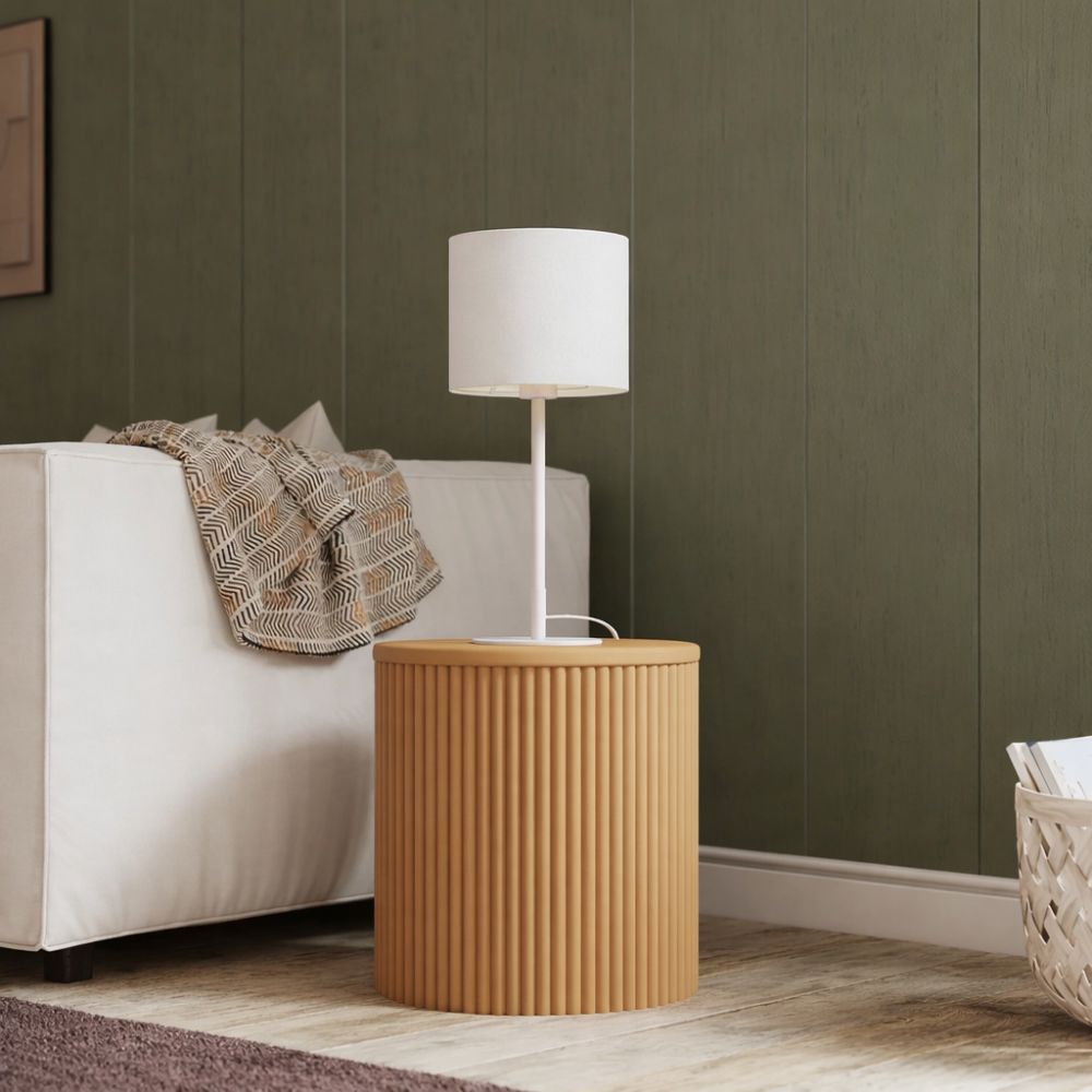 Linen Drum Lamp Shade – 12” x 16” – White